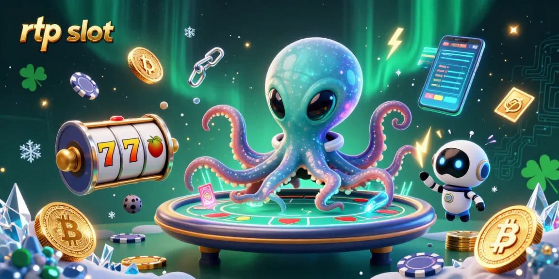 Engage with the rtp slot world, featuring a playful alien octopus at a holographic poker table in a stellar setting.