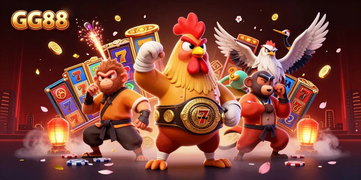 Experience the excitement of GG88 casino games with vibrant characters and rich visuals in this dynamic illustration.