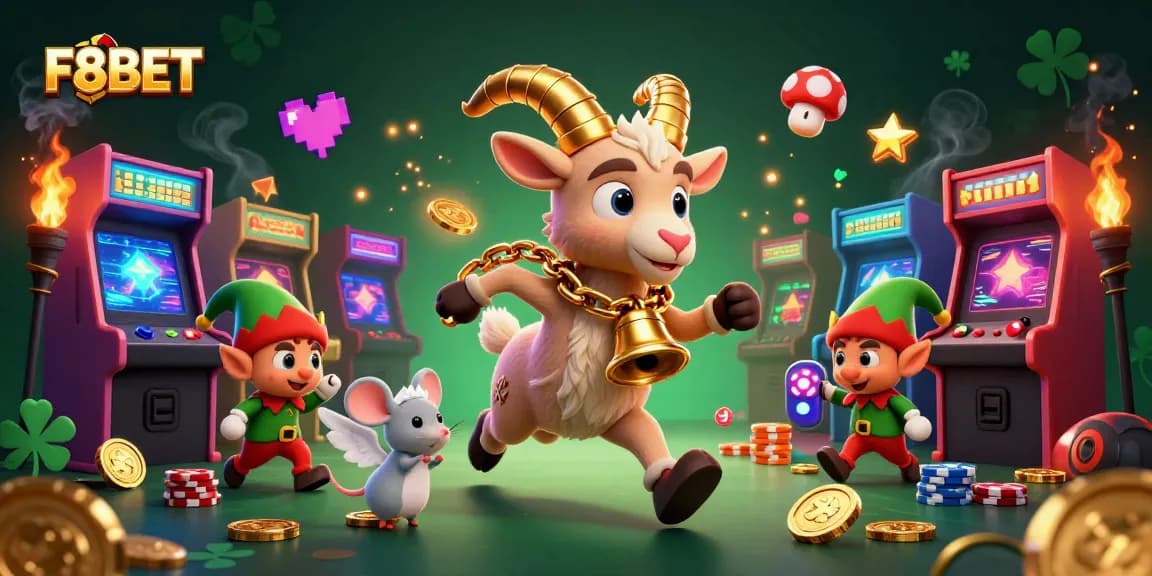 Experience the excitement of F8BET in a thrilling casino scene with mischievous characters stealing poker chips.