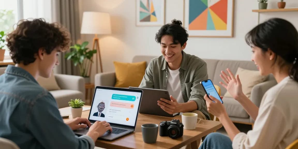 Enjoying spicy chat interactions with AI in a vibrant lounge setting.