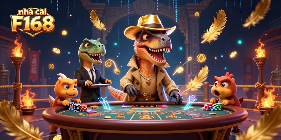 Experience the thrill of nhà cái F168 with our 3D cartoon velociraptor card counter and stegosaurus pit boss.