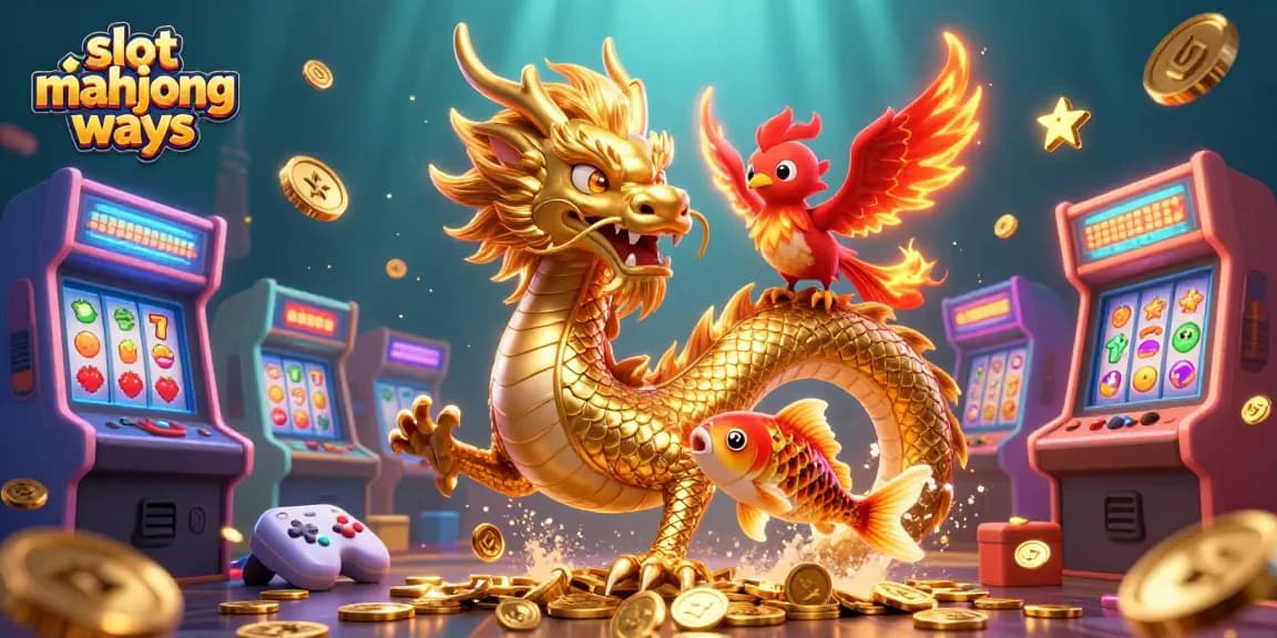 Experience the thrill of slot mahjong ways with vibrant 3D game elements and mythical creatures.