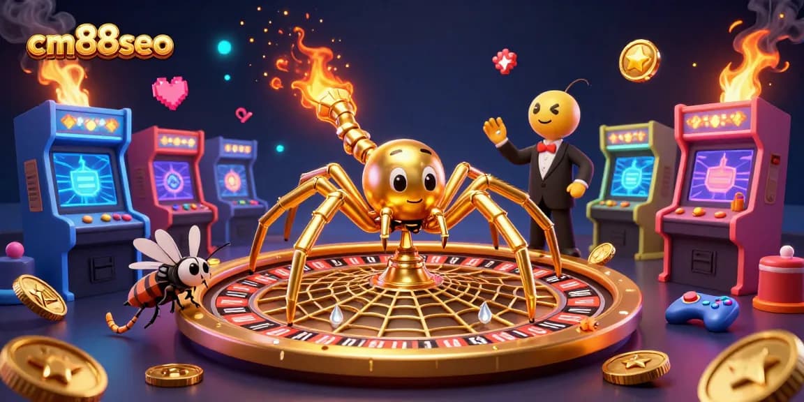 Place bets nervously with cm88seo at the roulette wheel in this vibrant casino scene.