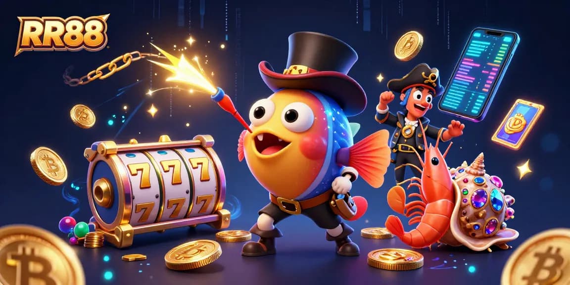 Engage with RR88's thrilling casino experience through golden coins and vibrant characters.