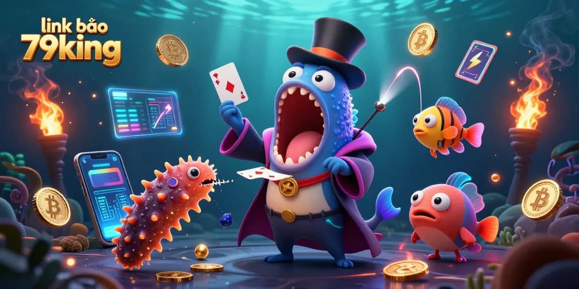 Experience amazing magic tricks with the link vào 79king featuring a bioluminescent deep-sea eel and glowing crypto coins.