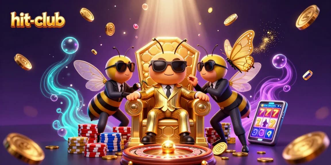 Hit-club casino scene featuring a mob boss bumblebee amidst dazzling gaming elements.