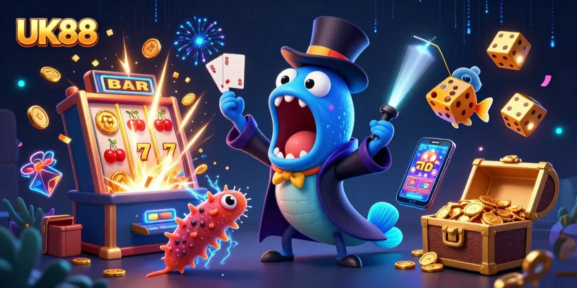 Experience UK88 magic with mesmerizing casino creatures in a vibrant underwater jackpot scene!