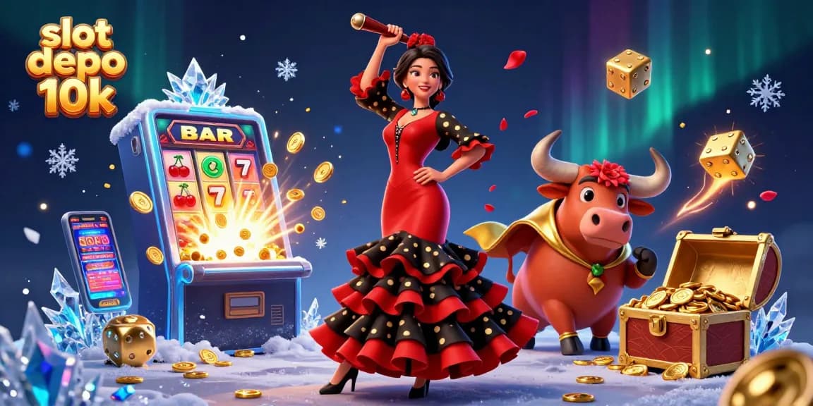 Experience thrilling slots at slot depo 10k with a striking flamenco dancer and bursting jackpot.