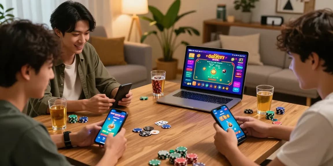 How to play Teen Patti Gold with friends in a lively home gaming atmosphere, showcasing colorful graphics and interactive app features.