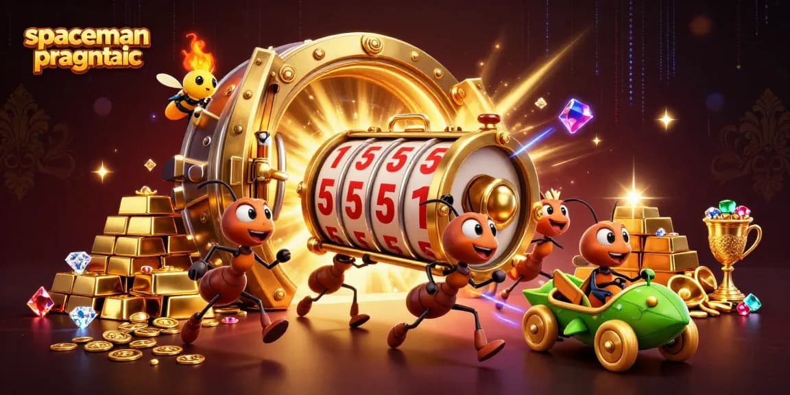 Experience thrilling wins with spaceman pragmatic in this vibrant casino heist scene.
