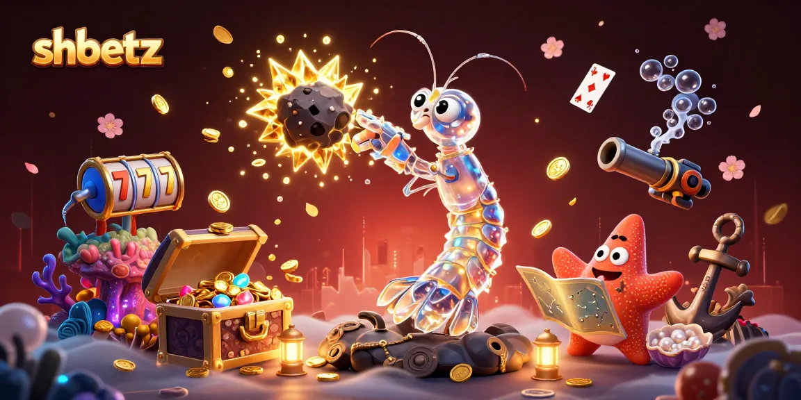 Experience the gaming action at shbetz, featuring stunning 3D illustrations of casino games and vibrant elements.