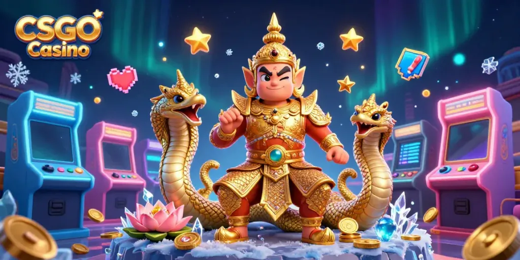 Experience thrilling action at a CSGO Casino with vibrant game elements and colorful characters.
