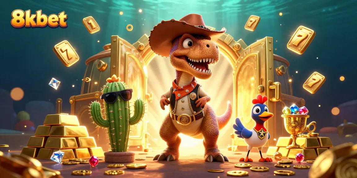 Experience exciting gameplay with 8xbet's fun characters and vibrant treasures in this engaging 3D illustration.