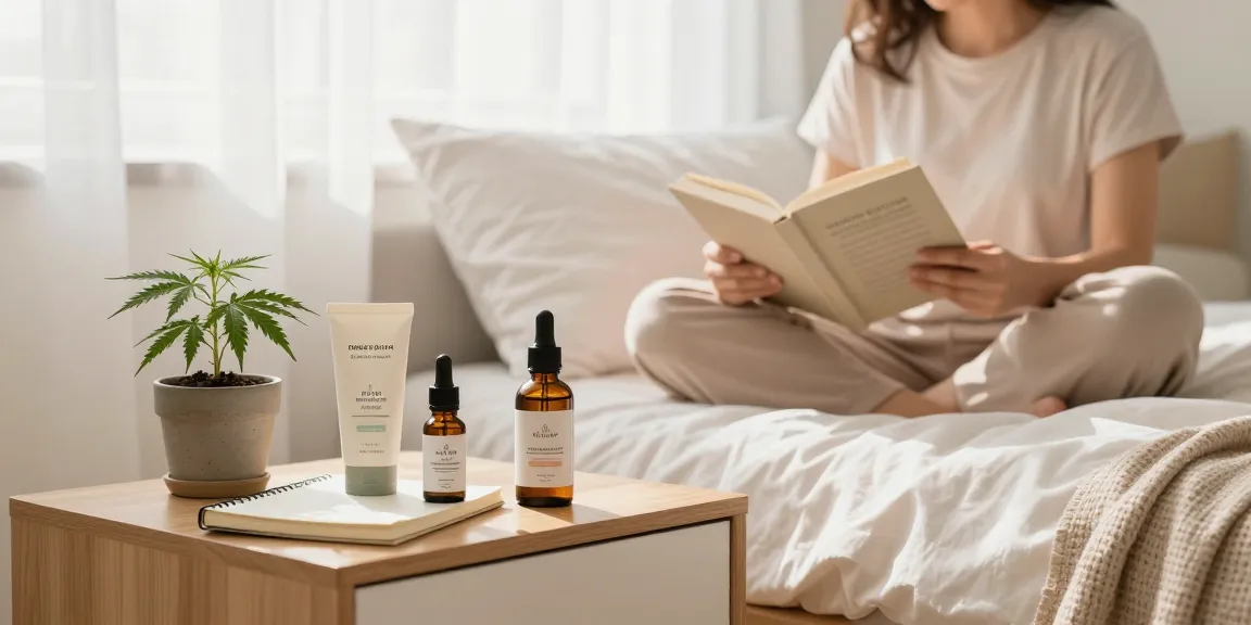 Is vaping legal in Cyprus? Relaxing bedroom scene with CBD oil and hemp products promoting natural wellness.