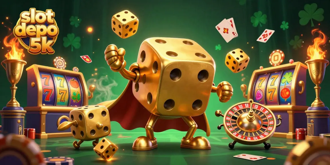 Engage with dynamic slot depo 5k gaming featuring golden dice characters and colorful slot elements.