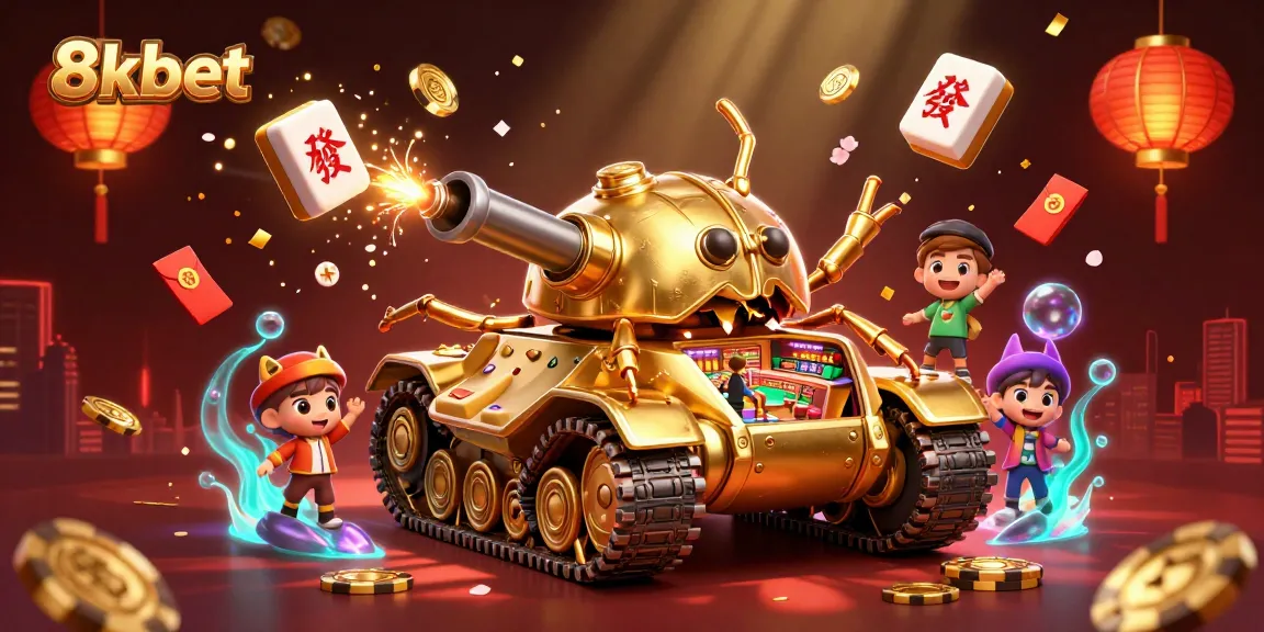 Experience the excitement of 8xbet with a vibrant 3D casino inside a golden beetle tank, featuring dynamic game elements.
