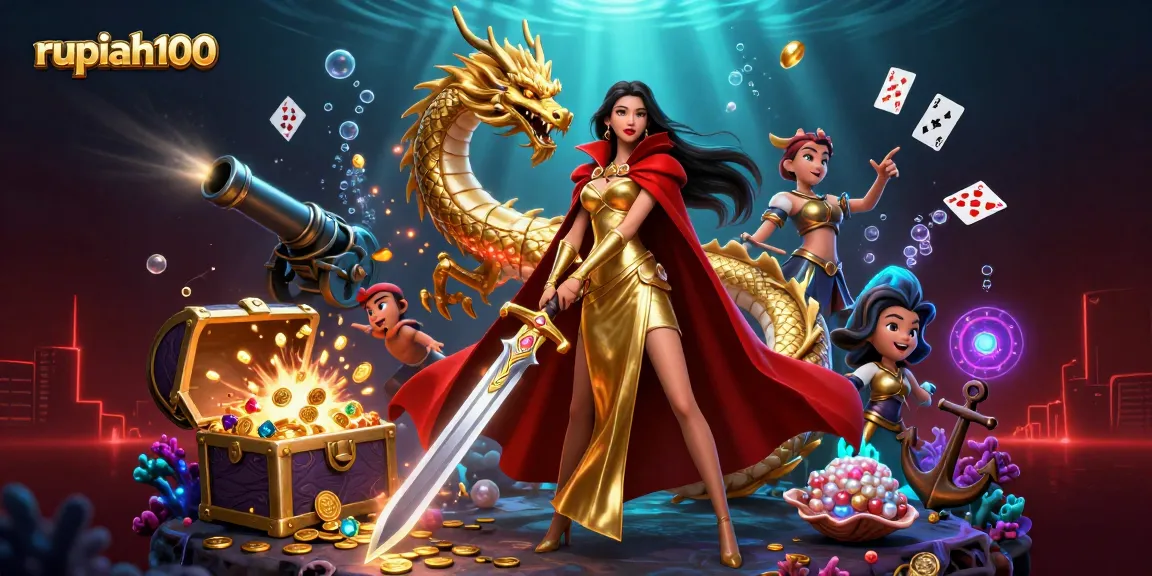 Engage in thrilling gameplay with rupiah100 as a warrior queen battles alongside a golden dragon and treasures.
