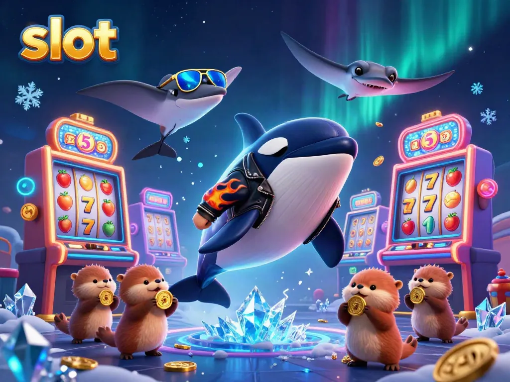 Engage with slot machines and colorful characters in a vibrant casino scene