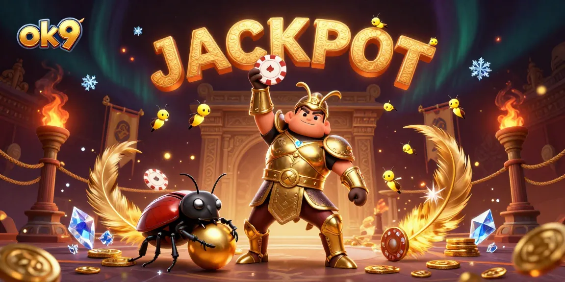 Experience thrilling wins at ok9 with dynamic jackpot illustrations and vibrant casino elements.