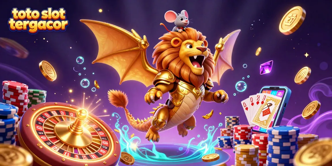 Spin the reels with toto slot tergacor and win, featuring golden armor chimera and casino elements.