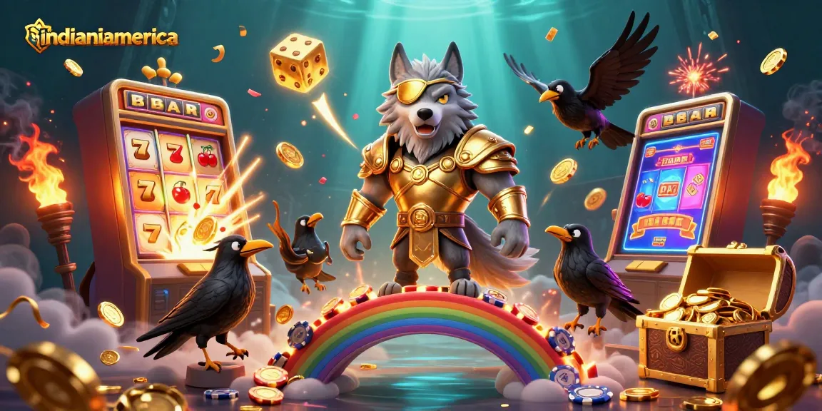 Win big at indianiamerica with this vibrant 3D illustrated casino scene featuring Odin and his ravens.