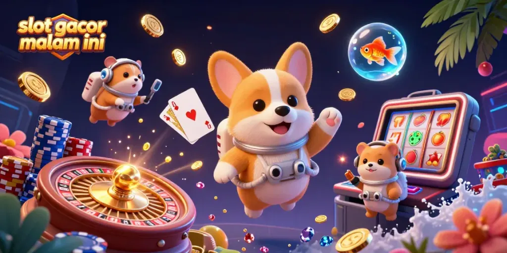 Spin jackpot wins on slot gacor malam ini with interactive casino experience and vibrant characters.