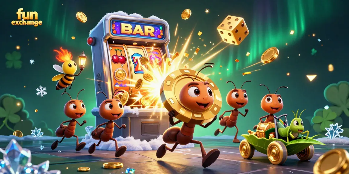 Experience fun exchange with a heist of giant golden poker chips within a vibrant casino scene