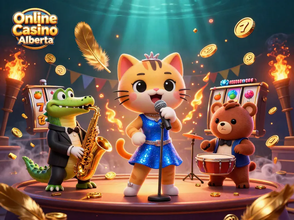Experience the excitement of Online Casino Alberta with vibrant casino characters and slot elements.