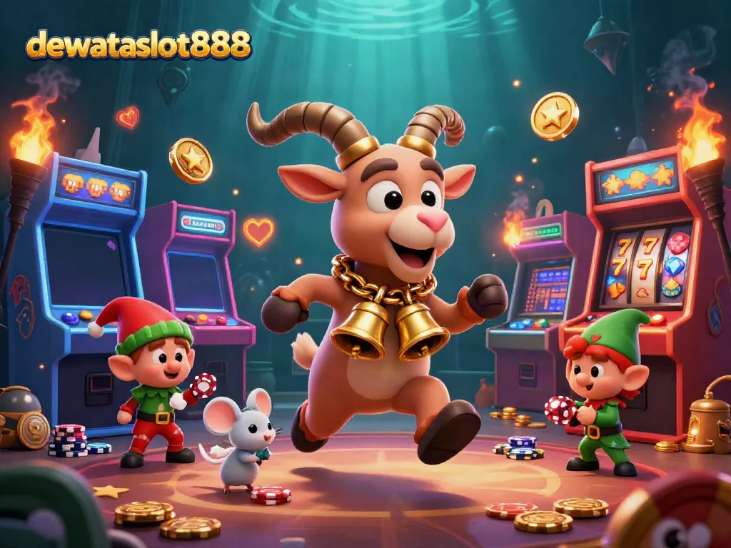 Pemain merasakan pengalaman slot di dewataslot888, dengan Krampus dan makhluk menanti kemenangan.