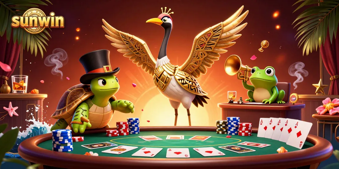 Experience the excitement of sunwin gaming with a vibrant casino scene featuring unique characters.