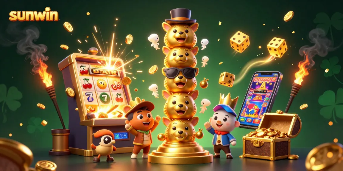 Spin the reels at sunwin with a vibrant scene of jackpot excitement and animated casino elements.