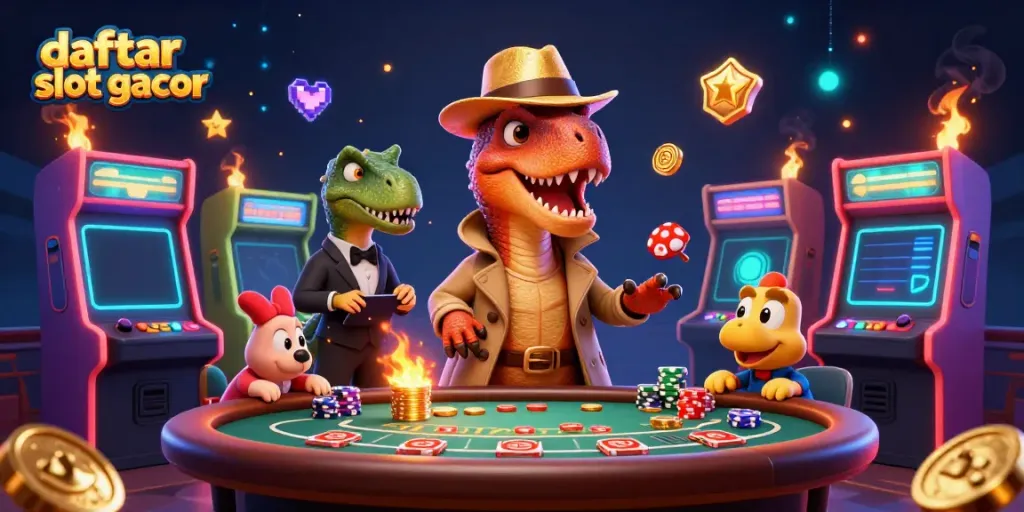 Slot gacor terpopuler dalam ilustrasi 3D, menampilkan berbagai karakter dan permainan.