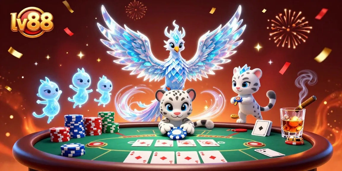 Experience immersive gameplay at lv88 with a dazzling 3D casino scene celebrating poker excitement.