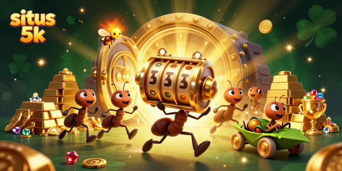 Experience thrilling jackpots with situs 5k in this vibrant 3D illustration of a slot game heist.