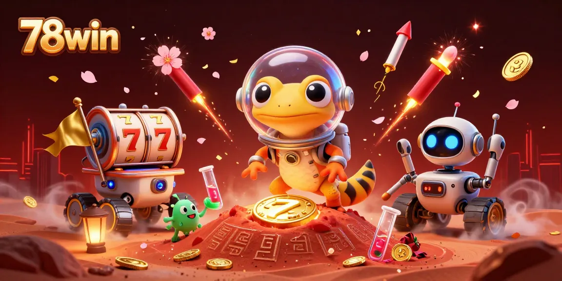 Experience thrilling wins with 78win in a vibrant Martian casino filled with lucky symbols and excitement.