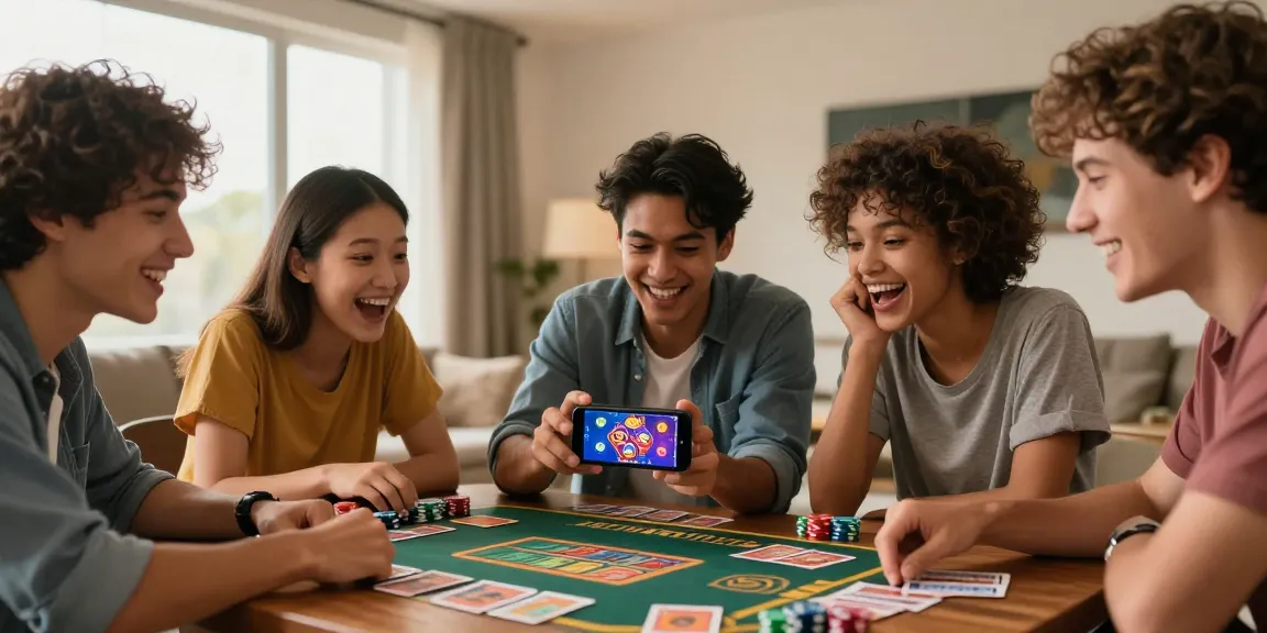 Start game experience with friends enjoying Teen Patti Vegas on smartphone with casino elements.