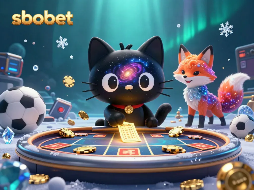 Engage with sbobet sports betting through a cosmic-themed scene featuring dynamic characters and gaming elements.