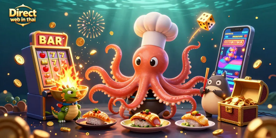 Win big with Direct web in thai through exciting slot machine bursts and cartoon characters.