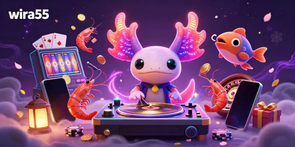 Spin the reels with wira55's vibrant slot games and join in the underwater casino party!