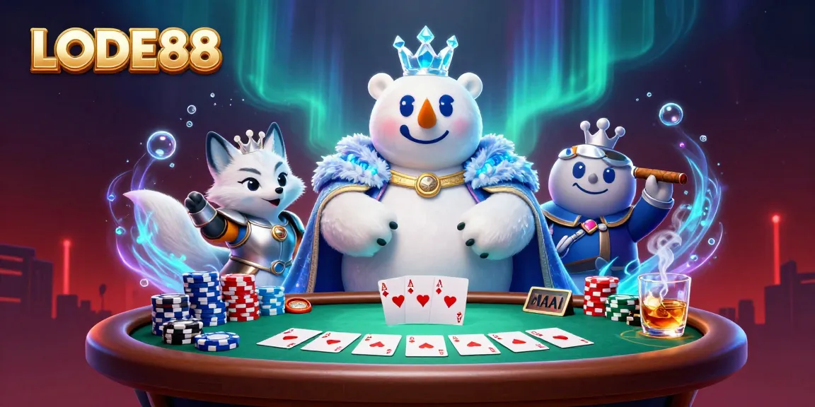 Experience thrilling poker action at LODE88 with vibrant characters and dynamic casino elements.