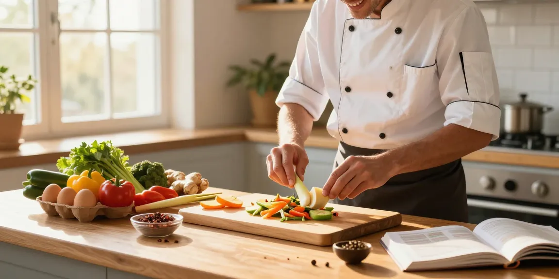 Healthy meal prep in a cozy kitchen featuring fresh ingredients like ginger, alongside เว็บสล็อต.