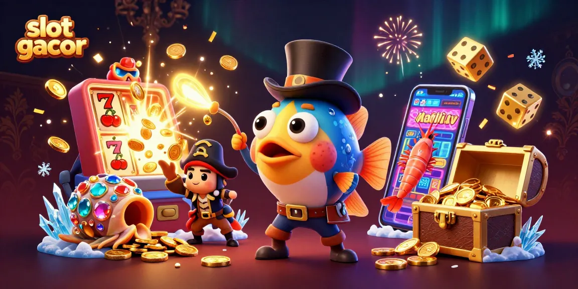 Engage with slot gacor illustrations featuring a deep-sea anglerfish inviting coins, jackpot elements, and vibrant treasures.