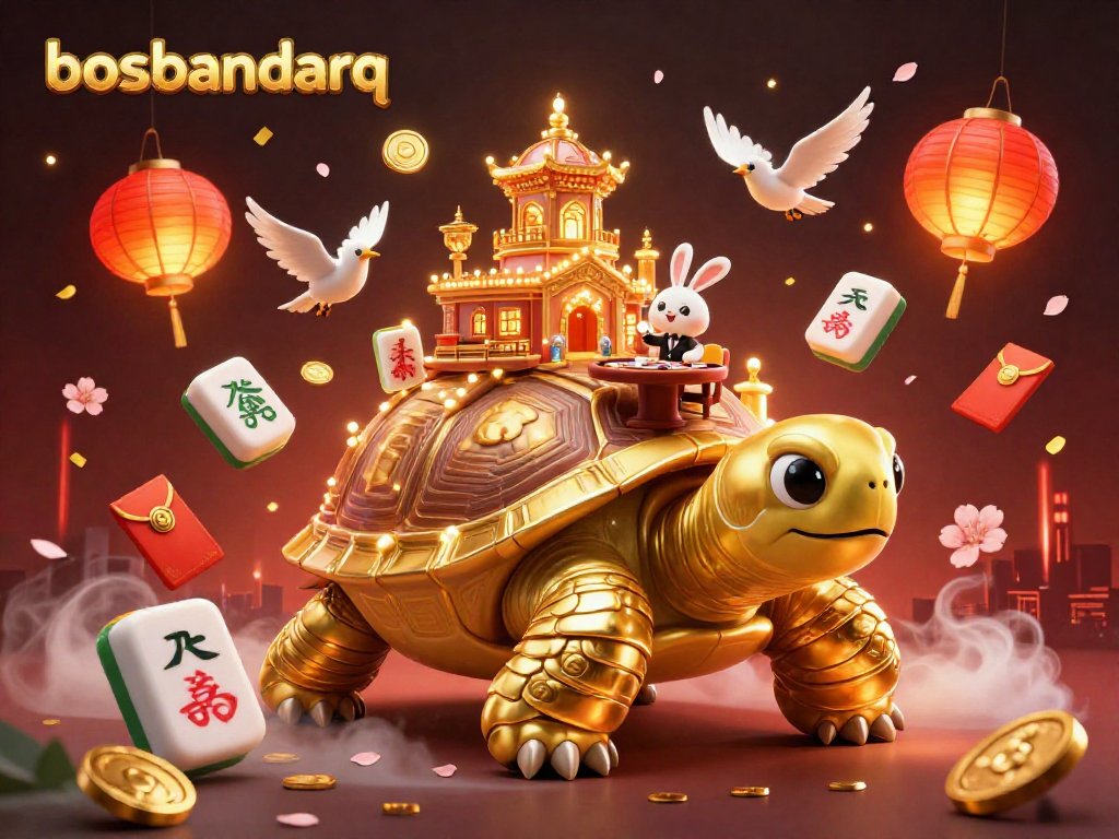 Experience thrilling action at bosbandarq with golden tortoise, rabbit dealer, and festive symbols.