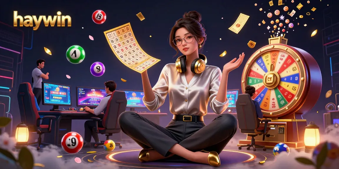 Experience winning opportunities with haywin's dynamic gaming setup filled with lottery balls and prizes.