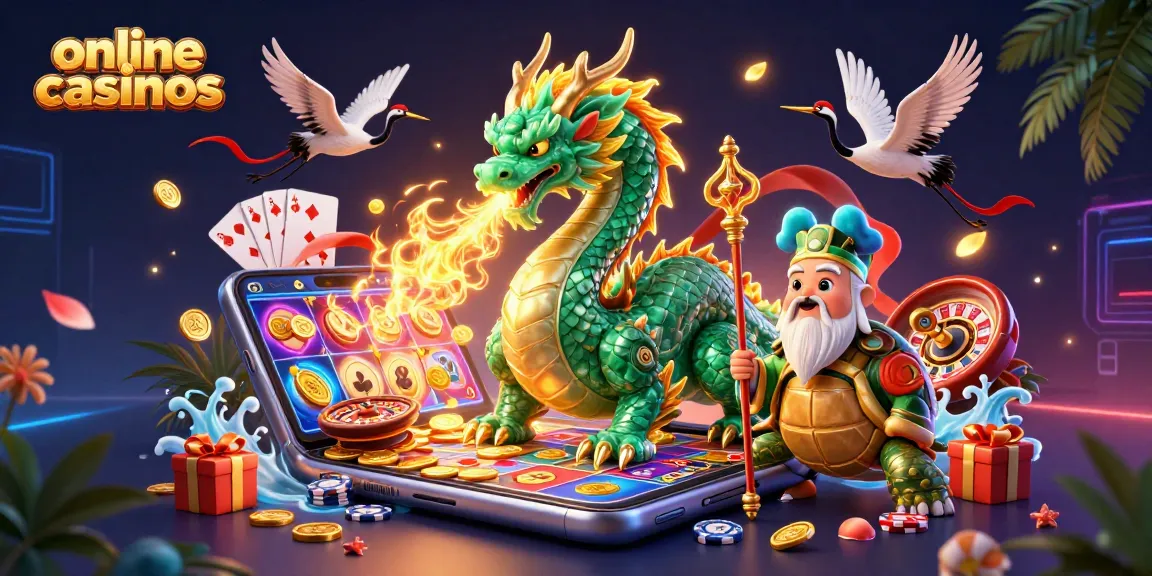 Enjoy immersive experiences at online casinos with a jade dragon, turtle sage, and lucky cranes.