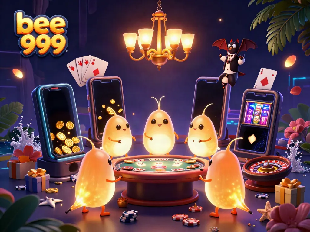 Experience the thrill of bee 999 casino with vibrant glowworms lighting up a colorful game scene.