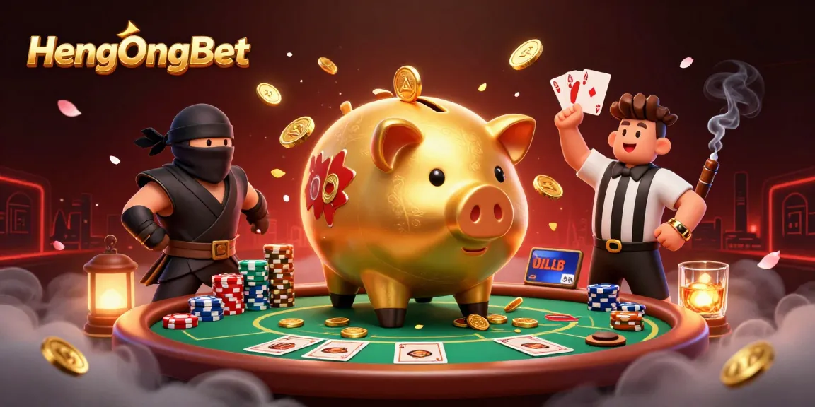 Experience the vibrant thrill of HengOngBet with a lively casino showdown scene filled with action.