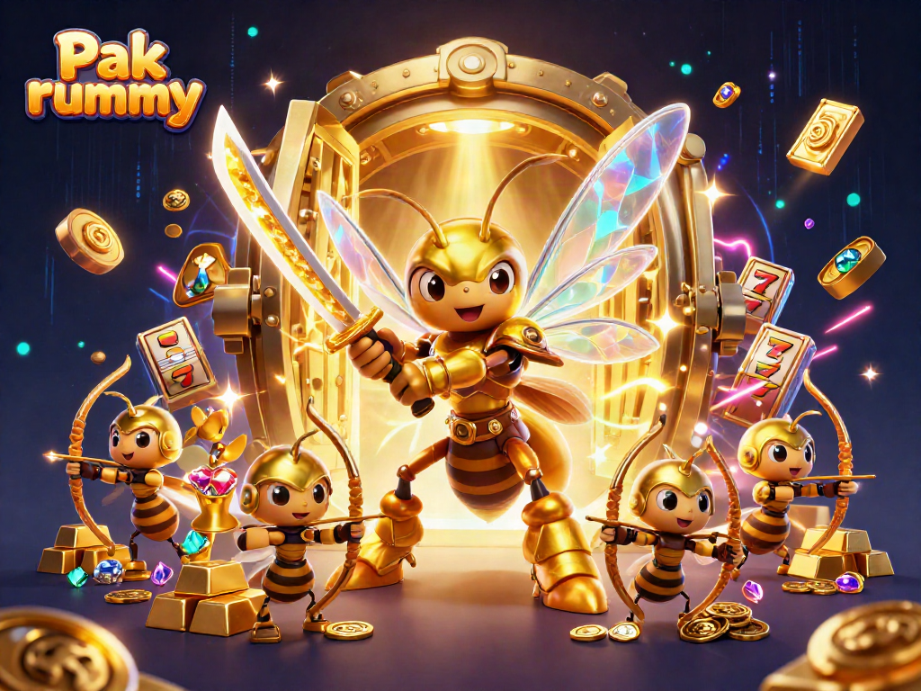 Play Pak rummy with a vibrant casino illustration featuring gold and jewels.
