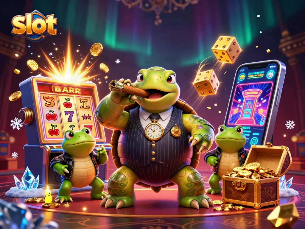Menangkan slot dengan simbol keberuntungan dan jackpot dalam ilustrasi kasino ceria.