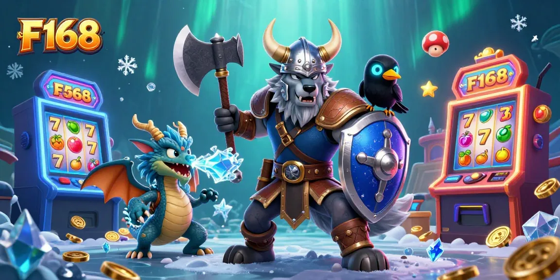 Spin the reels with F168 in this vibrant fantasy casino scene featuring iconic characters.